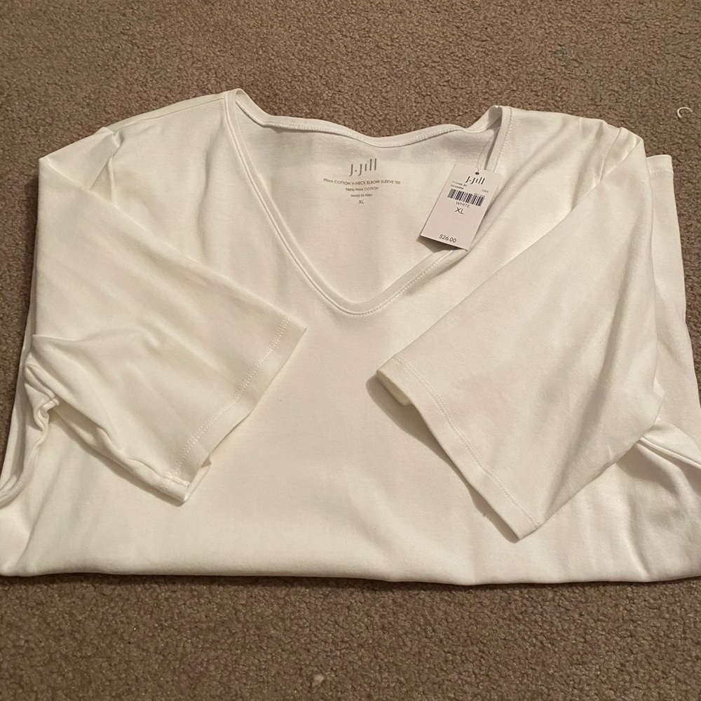 J Jill white elbow sleeve tee